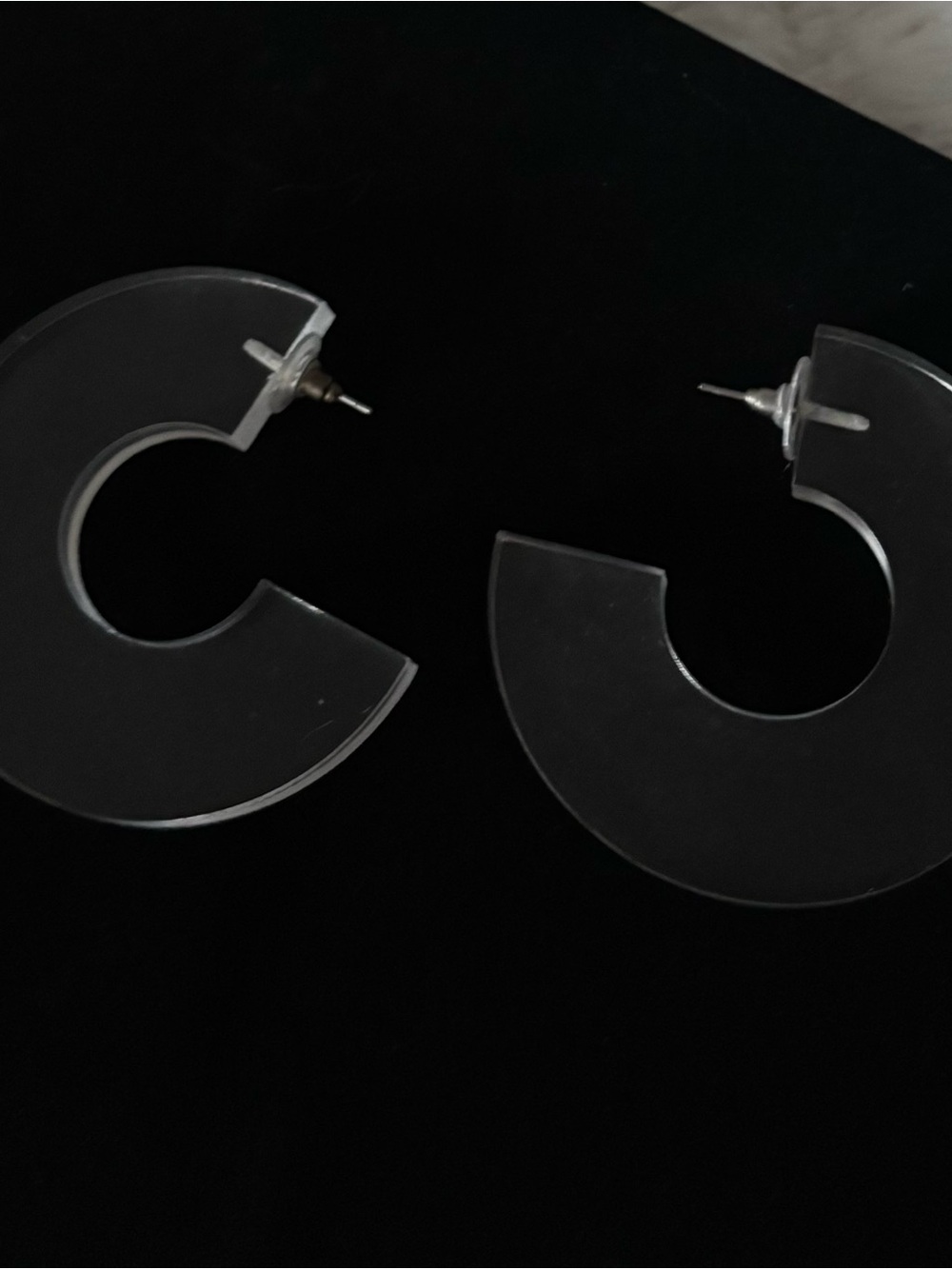 Sassy Jones Clear Acrylic C-Shaped Hoop Earrings